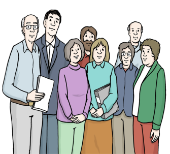 Illustration aus einer Gruppe an Menschen