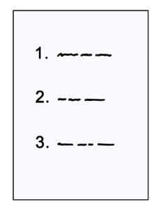 Illustration eines Zettels mit den Zahlen 1., 2. und 3.